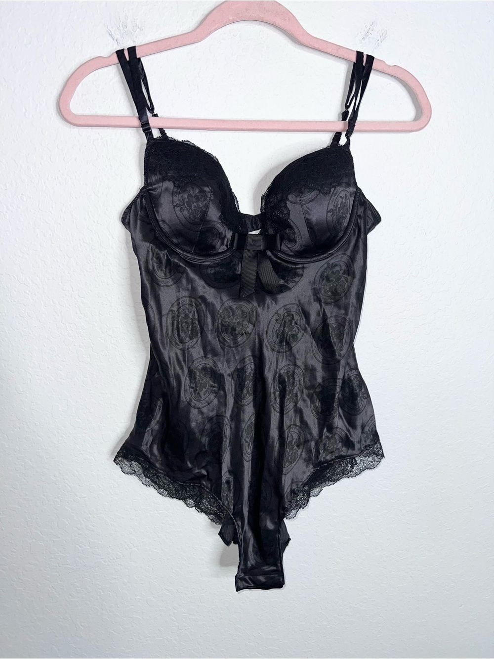 Victoria's Secret Very Sexy Silk Bodysuit Teddy 36 B Lingerie Vintage Snap Q